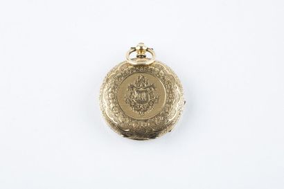 Pocket watch in 750-thousandths yellow gold,...