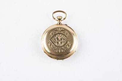 750-thousandths gold pocket watch, monogrammed...