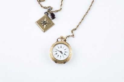 750-thousandths collar watch, white enamel...