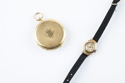Pocket watch in 750-thousandths gold, white...