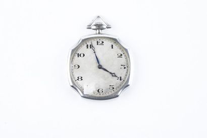 Silver pocket watch, Art Deco period, monogrammed...