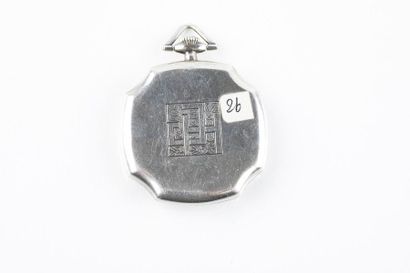 Silver pocket watch, Art Deco period, monogrammed...