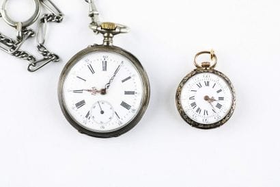 Pendant watch in 750 thousandths pink gold,...