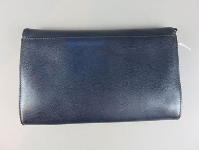 Shoulder bag with flap in navy blue leather,...
