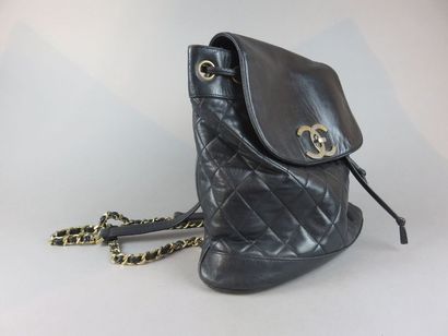 CHANEL Backpack in black quilted leather....