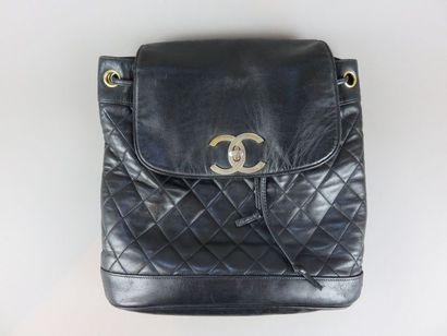 CHANEL Backpack in black quilted leather....