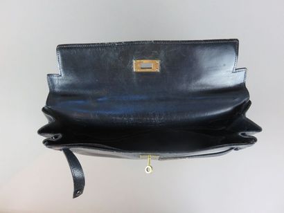 HERMES Small Kelly bag in navy blue leather...