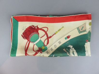 HERMES Silk scarf with green and red decoration...