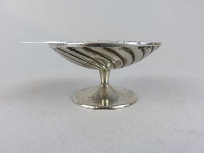 Silver plated copper pill box with pedestal,...