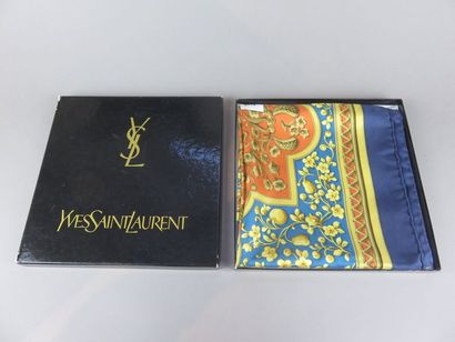 YVES SAINT LAURENT Silk scarf with orange...