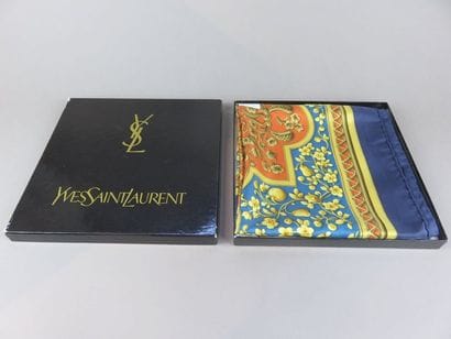 YVES SAINT LAURENT Silk scarf with orange...