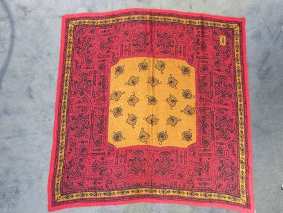 YVES SAINT LAURENT Silk scarf with red and...