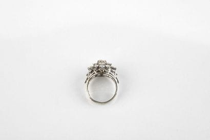 Bague en or gris et platine, forme dôme,...