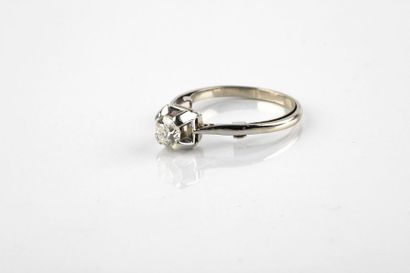 Solitaire ring in white gold and platinum,...