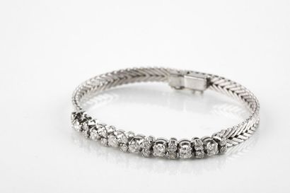 Bracelet in white gold mesh mesh flat ear,...