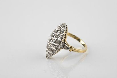 Marquise shaped ring, in yellow and white...