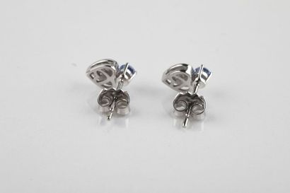 Pair of white gold earrings retaining a diamond-paved...