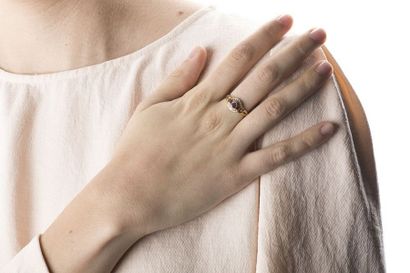 Yellow and chiselled white gold ring, set...