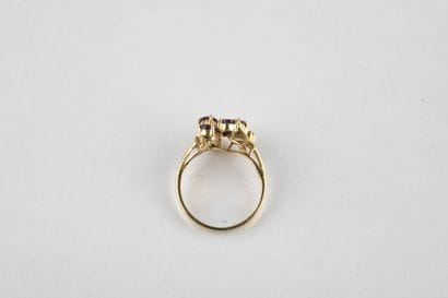 Yellow gold ring decorated with pear-shaped...