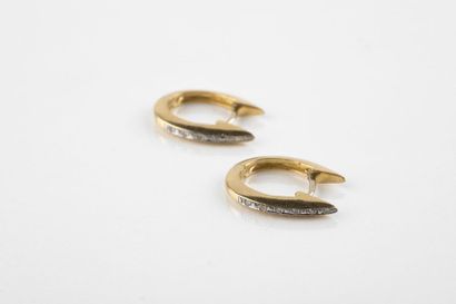 Pair of yellow gold earrings, Creole shaped,...