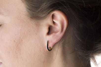 Pair of yellow gold earrings, Creole shaped,...
