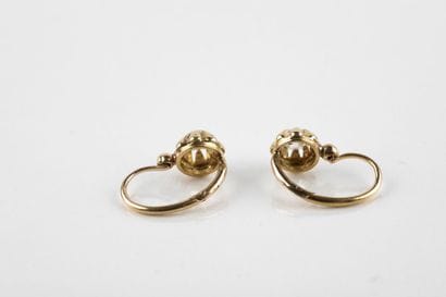 Pair of sleeper earrings set with old cut...