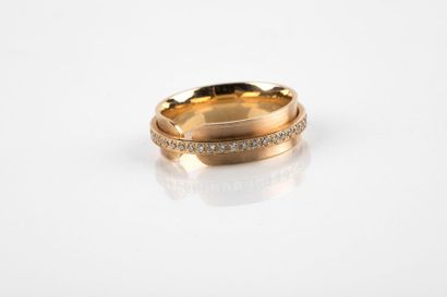 Brushed pink gold wedding ring enhanced with...