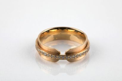 Brushed pink gold wedding ring enhanced with...