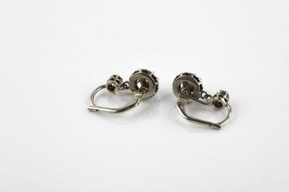 Pair of white and platinum gold earrings,...