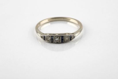Ring in white gold and platinum, composed...