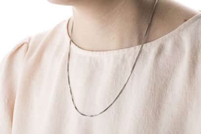 Chain in white gold with Venetian mesh. Clasp...