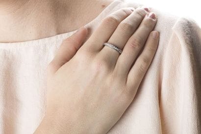 White gold wedding ring, complete set with...