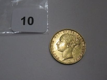 Monnaie or - Souverain Victoria jeune 1874...