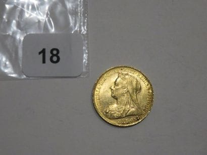 Monnaie or - Souverain Victoria tête voilée...