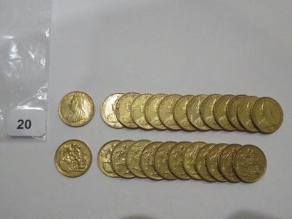 Monnaies or - Lot de 25 x Souverain Victoria...
