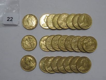 Monnaies or - Lot de 25 x Souverain Victoria...