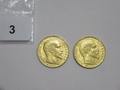 Monnaies or - Lot de 2 x Faux 20 Francs Napoléon...