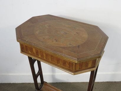 Small working table inlaid on the octagonal...