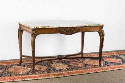 Middle table in marquetry with a belt of...
