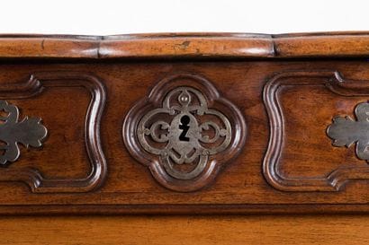 Moulded and carved walnut sideboard base....