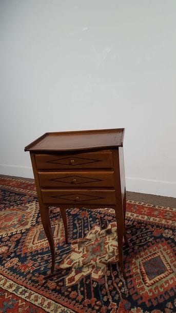 Small chiffonnière table in walnut and oak...