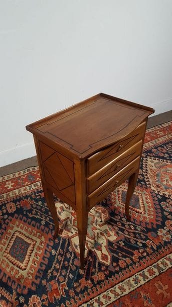 Small chiffonnière table in walnut and oak...