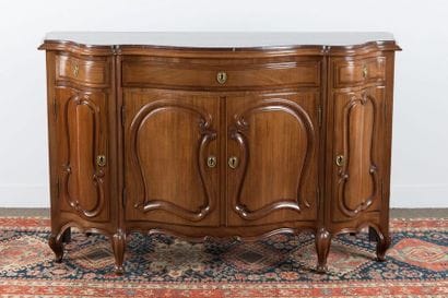 Moulded and carved solid mahogany sideboard...