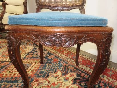 Pair of moulded beech chairs, cane seat and...