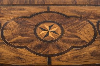 Large chest of drawers in olive wood marquetry...