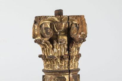 Column in carved and gilded wood, with traces...