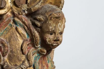 Column in carved and gilded wood, with traces...