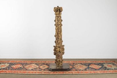 Column in carved and gilded wood, with traces...