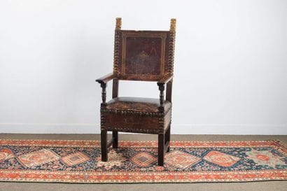 Large moulded walnut armchair with backrest...