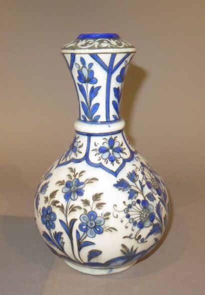 IRAN Ceramic vase, narghilé base, with floral...